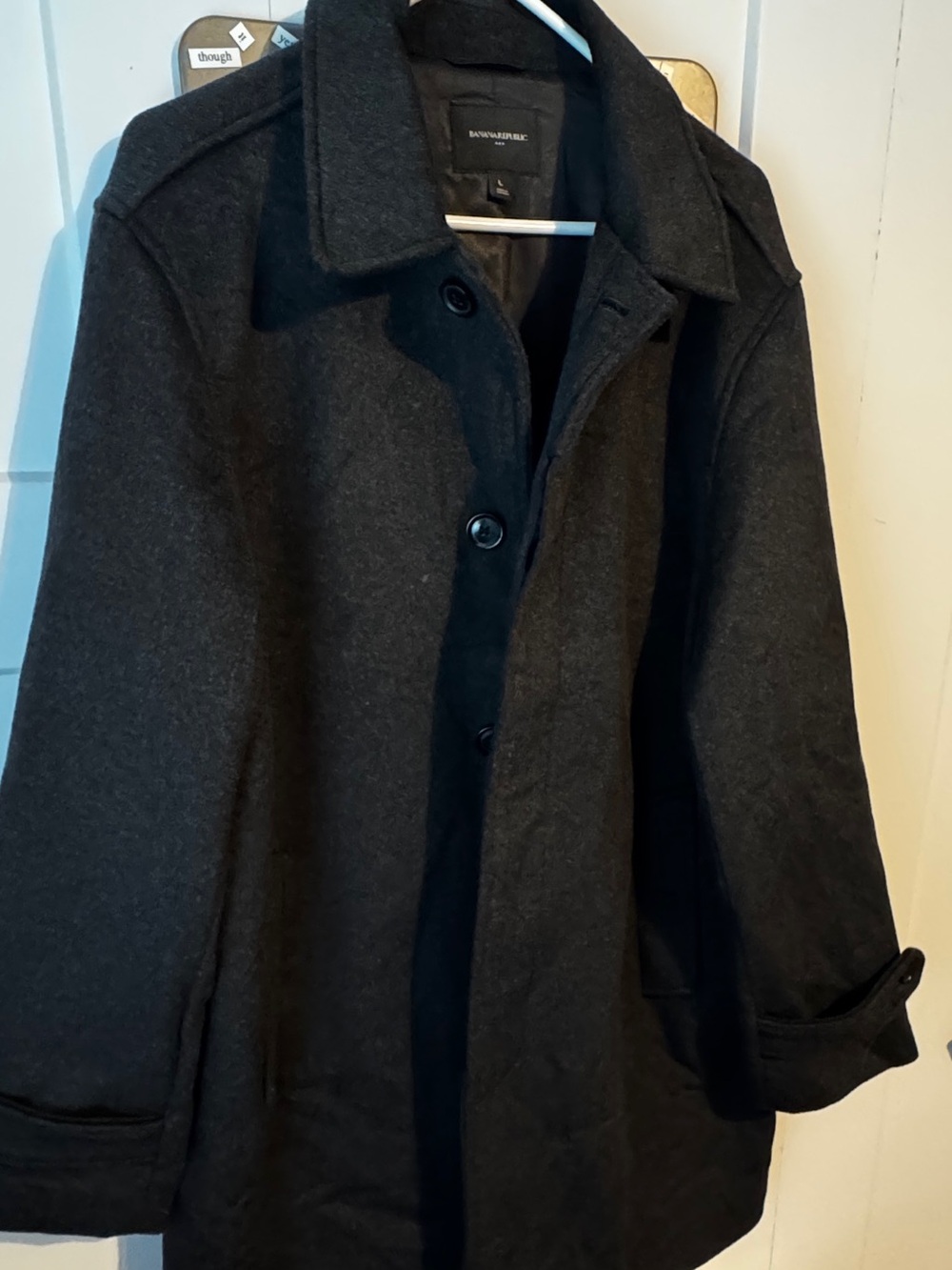 Banana Republic Wool Blend Gray Trench Coat Size Large